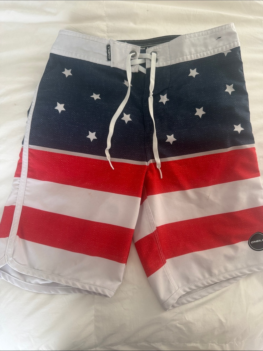 O'Neill big kids Stars & Stripes Swim Board Shorts - Navy, Red & White - Size 24